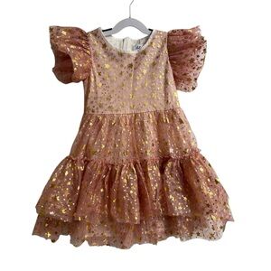 Lola and the Boys Sparkly Pink Goldie Star Dress sz 6